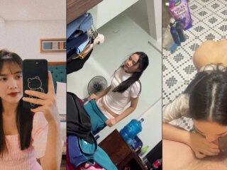 Em sinh viên bướm hồng anh hành em từ phòng tắm đến giường